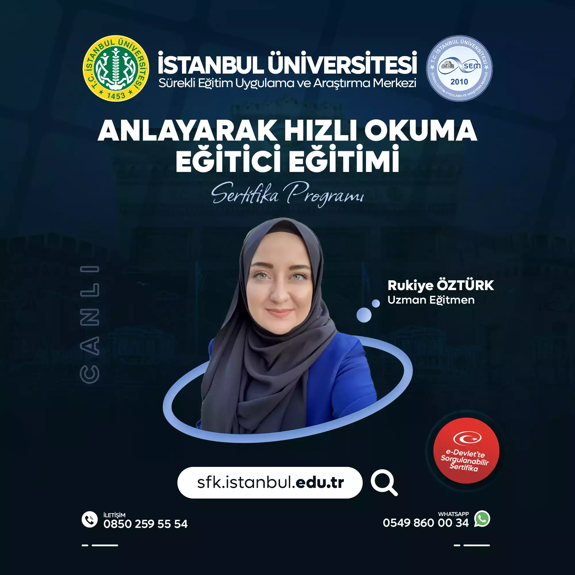 Anlayarak Hızlı Okuma Eğitici Eğitimi Sertifika Programı (CANLI DERS)