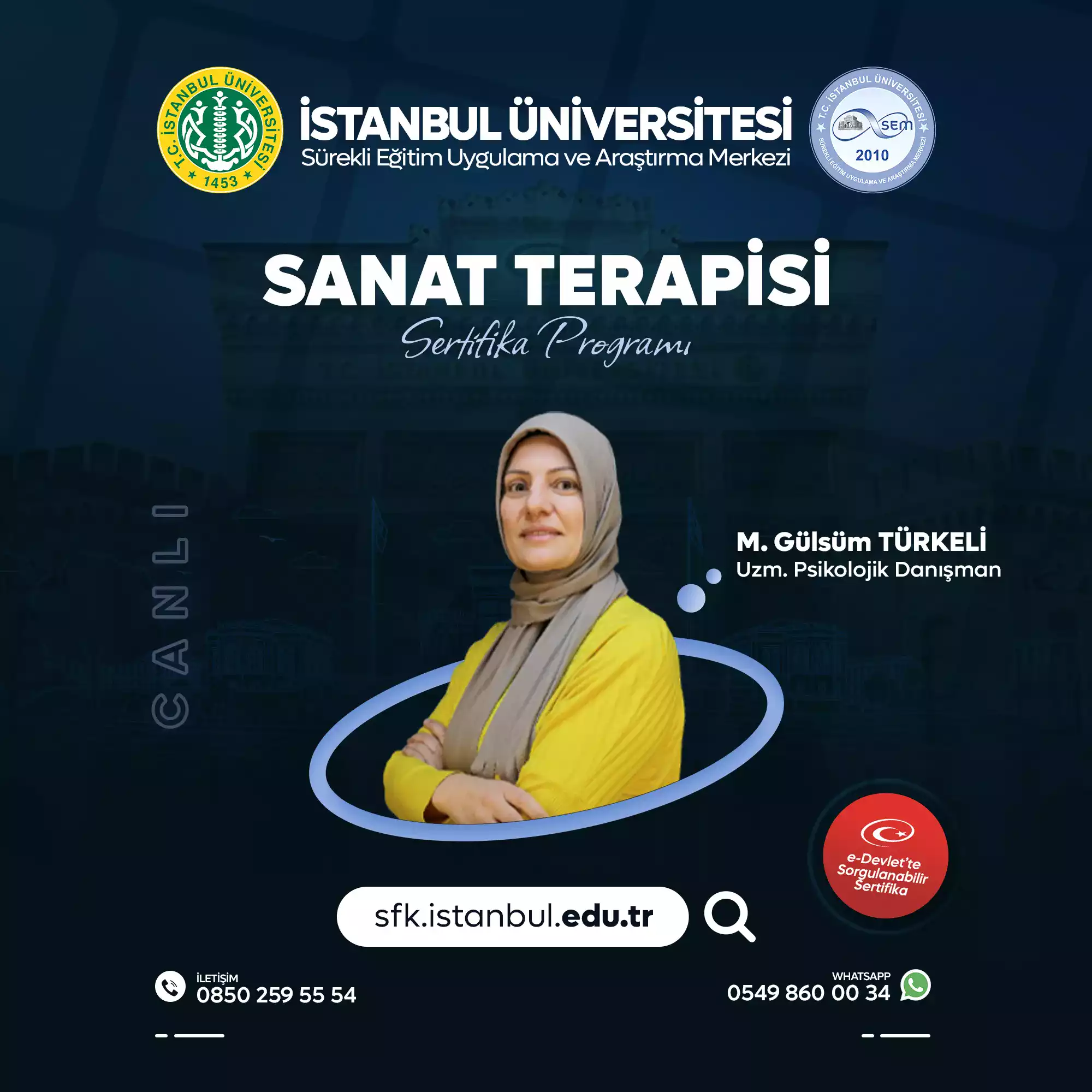 Sanat Terapisi Eğitimi Sertifika Programı (CANLI DERS)